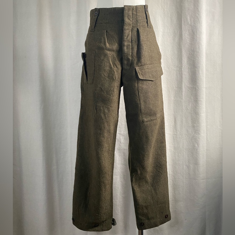 Vintage 1950s Dutch military army pants wool olive waist 31"